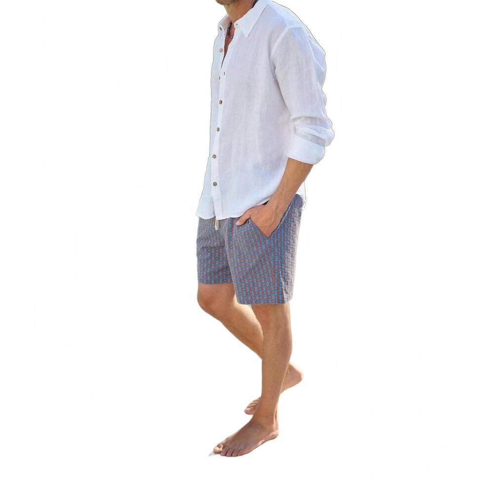 NEW ROAD TO NOWHERE dillon cotton shorts in sardinia blue